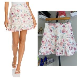 AQUA
Printed Eyelet Mini Skirt
